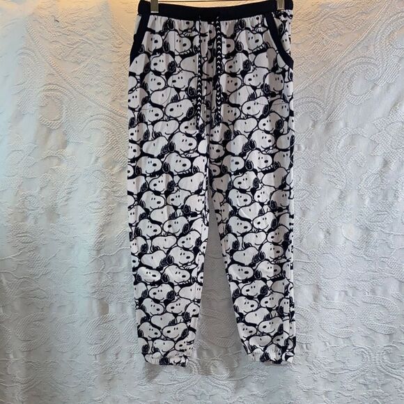Peanuts Black and White Snoopy Pajama Pants Size S - Picture 1 of 10